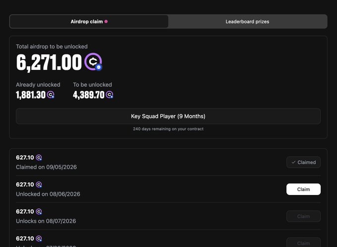 "Just checked my oufc vesting rewards. Funny how people spend hours hunting new airdrops while ignoring rewards already waiting for them."