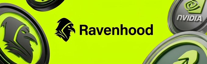 A promotional graphic displays the 'Ravenhood' logo featuring a raven head, set against a neon green background with NVIDIA branding.