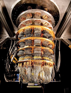 A sophisticated quantum computer is shown with intricate copper wiring cascading from its cylindrical core, its advanced hardware representing the future threat to exposed Bitcoin cryptographic keys. The image illustrates the post's warning that approximately 1.7 million Bitcoin, including Satoshi's holdings, are vulnerable to quantum decryption attacks as adversaries harvest public keys awaiting sufficiently powerful quantum processing capabilities.