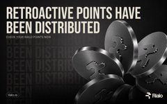 A dark-themed promotional graphic reads 'RETROACTIVE POINTS HAVE BEEN DISTRIBUTED' with a 'CHECK YOUR WALLET' button and a Relo logo in the corner.