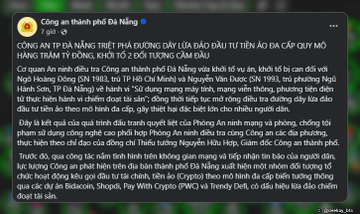 A Vietnamese Facebook post warning about the 'Đà Nẵng City' project, a project from Da Nang supposedly worth 1-2 billion VND per share, mentioning hype and names like Vincent, N.T.P.H., Huy, Galen, and Nguyễn Hữu Hiệu.