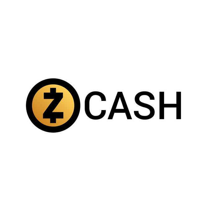 The ZCASH cryptocurrency logo featuring a gold 'Z' symbol inside a black and gold circle next to the word 'CASH'.