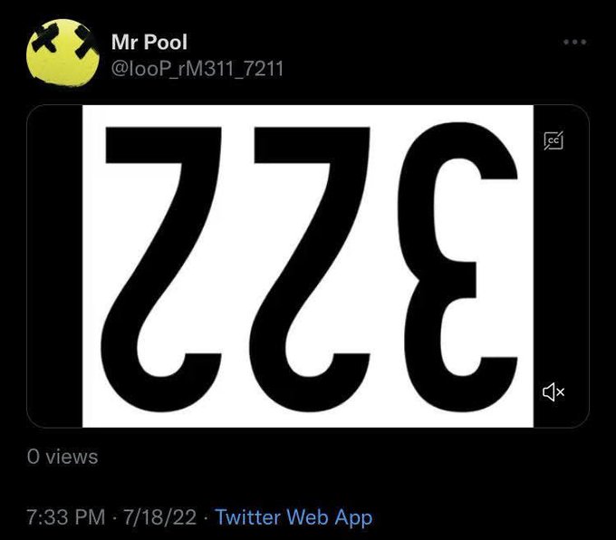 A tweet from @looP_rM311_7211 displaying the text '77E' in large black letters on a white background.
