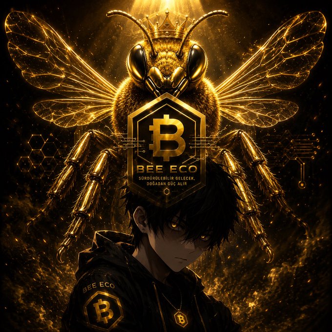 A golden crowned bee with the "BEE ECO" Bitcoin-style logo looms behind an anime-style character wearing matching "BEE ECO" branded apparel, visually reinforcing the crypto project's royal and powerful branding for its September launch announcement.