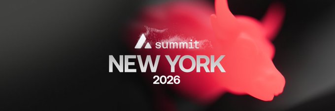 The image features a banner with a red bull's head, which appears to be melting or glowing due to a light source behind it. The background of the banner is black, providing contrast for the vibrant red color of the bull's head. The text on the banner reads "New York Summit" and "2026", indicating that this event is taking place in New York City during the year 2026.