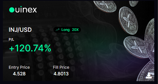 The image shows an advertisement for a cryptocurrency called "Ouinex" with a focus on long-term gains. The background of the image features a black and purple gradient, which adds depth and visual interest to the overall design. The text in the image includes information about the platform's offerings and how it has performed recently.