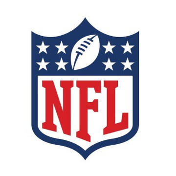 The official NFL (National Football League) shield logo featuring a football, stars, and the letters "NFL" in red.