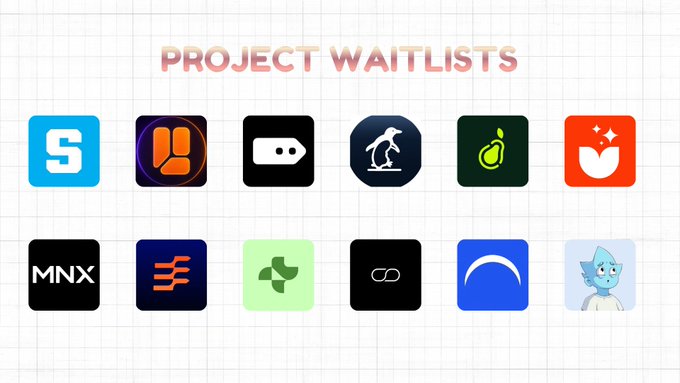 The image features a grid of twelve different logos, each representing a project waitlist or a list of projects waiting for funding. The logos are arranged in a square format with four rows and three columns. Each logo has its own unique color and size, making them easily distinguishable from one another. The post is titled "Project Waitlists" and provides information about the twelve different projects that have been listed so far.