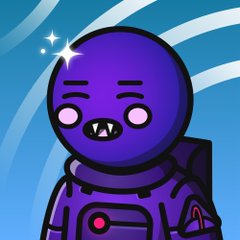 The image features a cartoon character wearing a purple suit, with a backpack attached to their back. They are standing against a blue background that has white lines running through it. The caption of the image reads "Cool giveaway opportunity here @SpaceRidersXYZ holders only. Thanks Chen!". This suggests that there might be an event or contest related to space exploration or astronomy, and the character is promoting this event by sharing their image on social media platforms.
