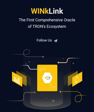 A promotional graphic for "WINkLink," described as "The First Comprehensive Oracle of TRON's Ecosystem," featuring a stylized yellow book and dock icons connected by dotted lines on a dark navy background. The visual of an oracle serving as a bridge of information aligns with the post's explanation of how blockchain oracles connect isolated chains to real-world data like prices, sports results, and weather.