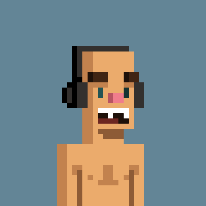 A pixel art portrait of a Minecraft-style character with dark hair, crying, and showing teeth against a solid blue background.