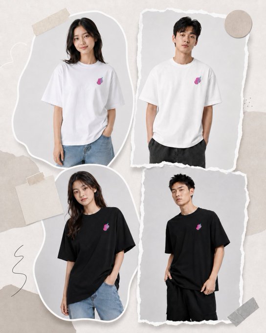 The image features four different people wearing t-shirts, each with a unique design or color scheme. The t-shirts are displayed against a gray background, creating an interesting visual effect. The text "Unipeg T-shirt Pre-order Countdown Friends who like it, hurry up and DM me to place your order!" is present in the image as well."