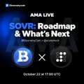 Promotional graphic for an AMA Live event titled 'SOVR: Roadmap & What's Next,' scheduled for October 22 at 17:00 UTC, featuring the SOVR and Aero logos.