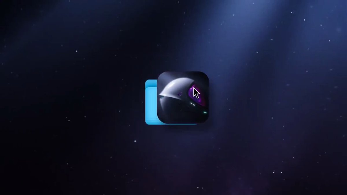 The image features a blue square app icon with a purple mouse button, located at the bottom center of the frame. The caption below the image reads "NEW: @moonpay INTRODUCES MOONAGENTS DESKTOP APP". This suggests that there is an app named '@moonpay' which has been introduced to the market as a desktop application.