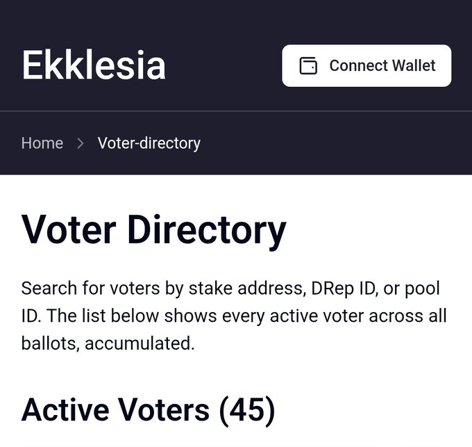 The image displays a webpage about the Election Act website, which informs users of changes that could affect all SPOs and delegators, including an option to vote online using Electronic Voting (E Voter) for Active Voters (45). The text encourages them to participate in the upcoming election as soon as possible.