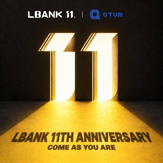 A promotional graphic displays large illuminated '11' numbers with the text 'LBANK 11' and 'LBANK 11TH ANNIVERSARY COME AS YOU ARE' on a golden floor.