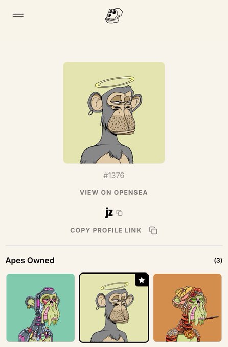 The image features a mobile phone displaying a website that showcases various paintings of monkeys, with a particular monkey wearing a halo at the center. Below this central image, there's a description of the artwork featuring three different monkey illustrations from a specific account called "ApéS". The caption on this post seems to be about Apes Owned and its members' engagement with their content. It is important to focus on the visual content of the app and not get sidetracked by unrelated posts like the one that says, "I'm not following enough Apes! Where are all the @BoredApeYC members?". The main goal should be to understand how the image, the account, or any related interactions can help us better navigate this space.