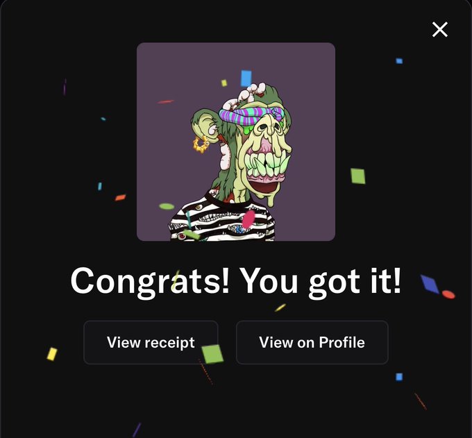 The image features a cartoon character wearing a striped shirt, with a green face and a pair of earrings. The character appears to be a zombie or a monster, possibly from the movie "Zombie". The character is surrounded by confetti, indicating that there might have been a celebration or an event involving this character. The post also mentions GM! GM!, which could potentially be related to the character's origin or backstory in the cartoon.