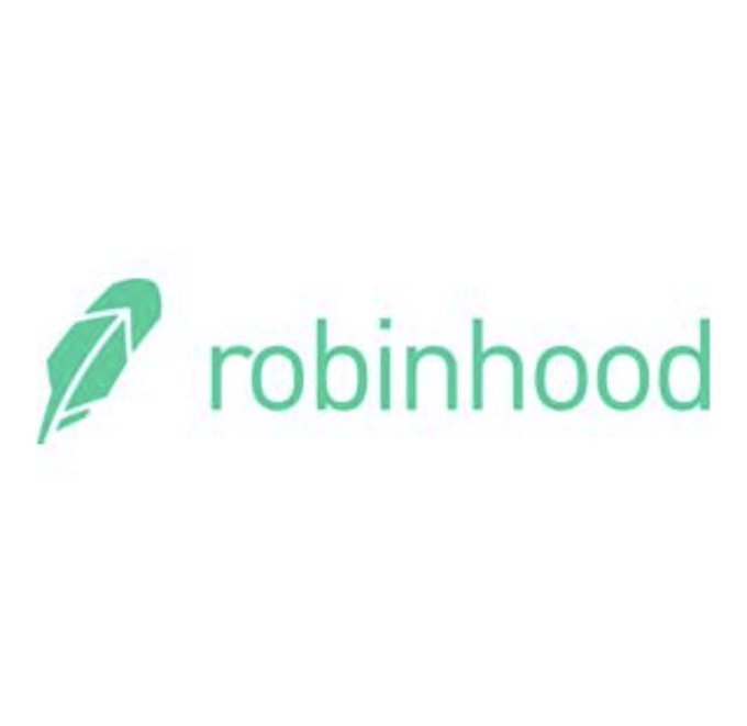 The image features a logo for Robinhood that includes a green feather design. The text "Robinhood" is written in white letters, and the word "HOOD" is also present. The background of the image is white with some green elements. The main focus of the image is on the Robinhood logo, which is prominently displayed against this backdrop.