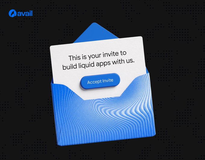 The image features an envelope with a blue border and white text on it. The text reads "This is your invite to build liquid apps with us.", which suggests that the envelope contains an invitation or request for users to create and develop mobile applications.