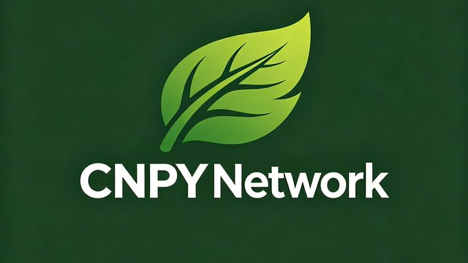 A logo for 'CNPY Network' featuring a stylized green leaf design on a dark green background.