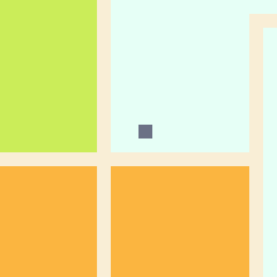 The image features a colorful grid of squares, each with different shades of orange, green, yellow, and white. The squares are arranged in a way that creates an interesting visual effect. In the center of this grid, there's a small square containing a black dot. This central square is surrounded by other squares, creating a sense of depth and dimension to the image. The post includes text that provides information about the item being sold, such as its price, seller, buyer, and location.
