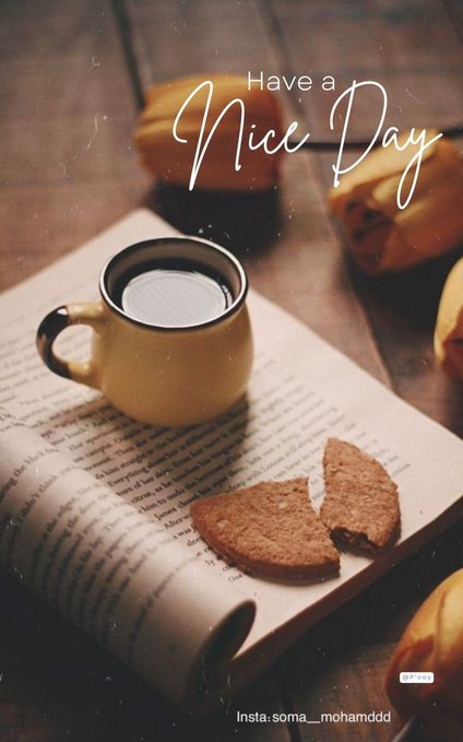 The image shows a cozy scene with a beige mug of dark liquid (likely coffee) sitting on an open book, accompanied by chocolate cookies and what appears to be pastries on a wooden table, with the text "Have a Nice Day" written in elegant script.

The accompanying post about crypto projects seems unrelated to this image, as the warm, aesthetic coffee-and-reading scene doesn't visually connect to blockchain or coordination technology content.