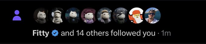 A screenshot of a social media notification reading "Fitty ✓ and 14 others followed you · 1m" shows a row of 14 profile pictures, all displaying Peppa Pig characters as their avatars. The post references the "ket community" chasing and "hunting" someone until they join, humorously illustrating how a single follow from a user named Fitty has resulted in a wave of followers using the same Peppa Pig-themed profile pictures.