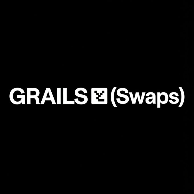 Black background with white text reading 'GRAILS (Swaps)' featuring a small pixelated logo.