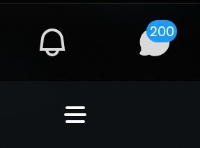 Mobile notification screen showing a bell icon and a message icon with '200' notification badge.