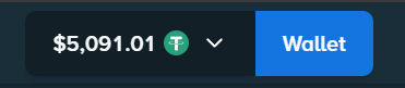 The image shows a wallet balance of $5,091.01 in Tether (USDT), demonstrating the $5,000 raw balance mentioned in the post on @Stake.