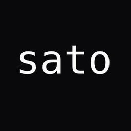 The image features a black background with white text that reads "Sato Market panic is a tool. Your panic is my profit, don' forget that. Sato is doing well, take my word for it!. Accumulate and average!". The focus of this image is on the phrase "Sato" written in white letters against a black background.