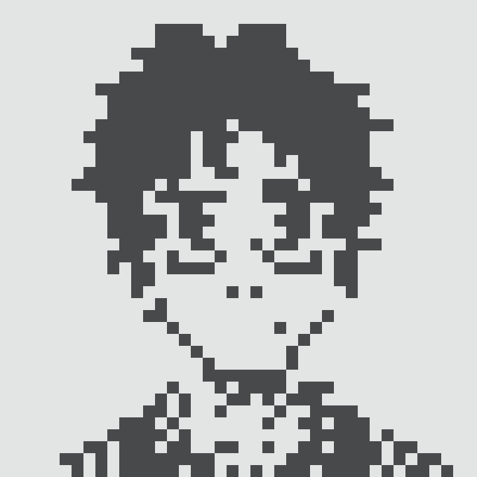 The image features a black and white picture of a person's face, which appears to be a cartoon or pixel art style drawing. The person has short hair and is wearing a shirt with a collar. The image also includes text that reads "GM Normies". This suggests that the artist who created this image might have been inspired by the popular TV show "GM Normies" or another similar series, which features characters with distinctive hairstyles and clothing styles.