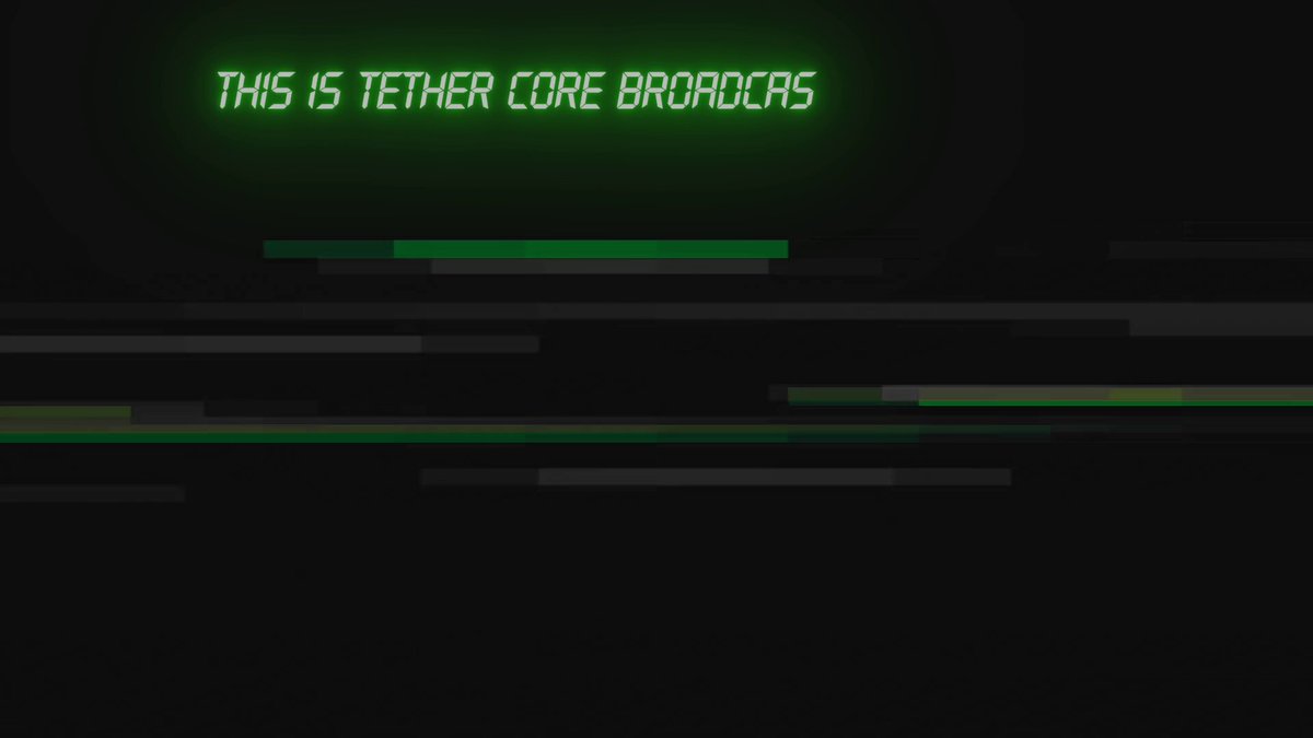 The image shows a computer screen with a green neon sign that reads "This is tether core browsers". Below this, there are lines of text that say "Act 1 Chapter 1: The Arrival The Meridian Pulse has arrived." This suggests that the image might be related to an advertisement or promotional material for a new software or service.