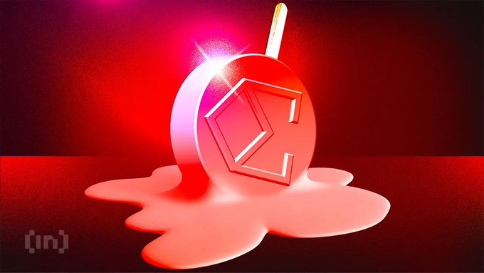 The image features a large, melted ice cream cone with the letter "C" on top of it. The melting ice cream creates a dripping effect that covers most of the surface area of the cone. The background of the image is red, which contrasts with the white color of the melted ice cream and the letter "C". The caption below the image reads: "Does ENA's surge mean alt season is coming? While Ethena’s on-chain usage is exploding: → 5,057 active addresses (highest in 7+ months)".