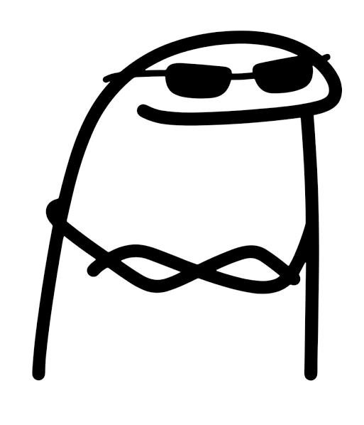 A simple black and white line drawing of a stick figure wearing sunglasses and a bowtie.