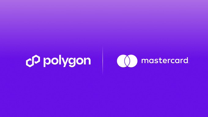The image features a purple background with white text that reads "Mastercard" at the top, followed by "stablecoins stop being a crypto story Card payments still wait until Monday morning because correspondent banks are closed @0xPolygon is now integrating stablecoin rails like USDC on @0xPolygon specifically to enable settlement beyond banking hours." The image also includes a logo for Polygon and Mastercard.