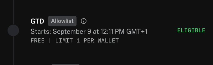 The image shows a Consensus 2024 (GTD) allowlist status with an "ELIGIBLE" tag, indicating a start time of September 9 at 12:11 PM GMT+1 and a free entry with a limit of 1 per wallet. This visually confirms the user's claim that their submitted address was successfully added to the Consensus Whitelist.