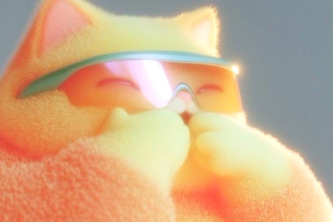 A fluffy orange cat wearing stylish reflective sunglasses presses its paws together, channeling a confident "Mog" vibe that matches the post's bet on the coin from the last cycle.