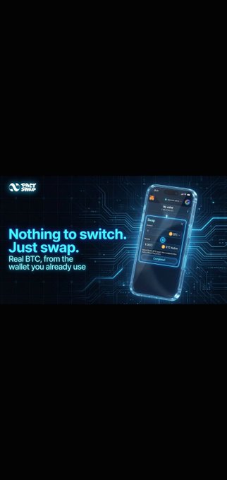 An advertisement for 'XSwap' cryptocurrency app displays the text 'Nothing to switch. Just swap. Real BTC, from the wallet you already use' alongside a smartphone showing a swap interface.