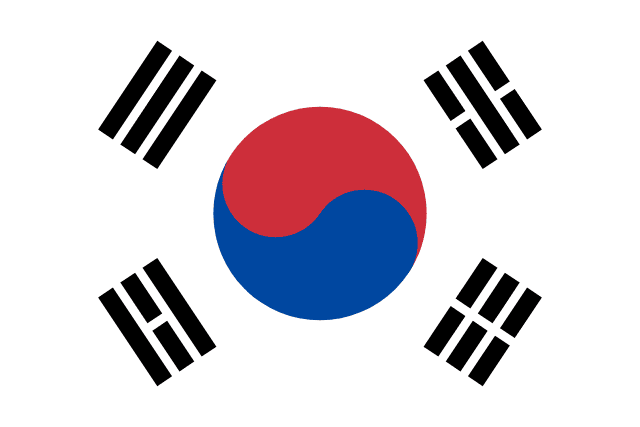 The image shows the South Korean flag featuring its distinctive red and blue taegeuk circle and four black trigrams, which relates to the post about Circle holding a closed-door summit with senior executives from Korean banks and crypto exchanges in Korea.
