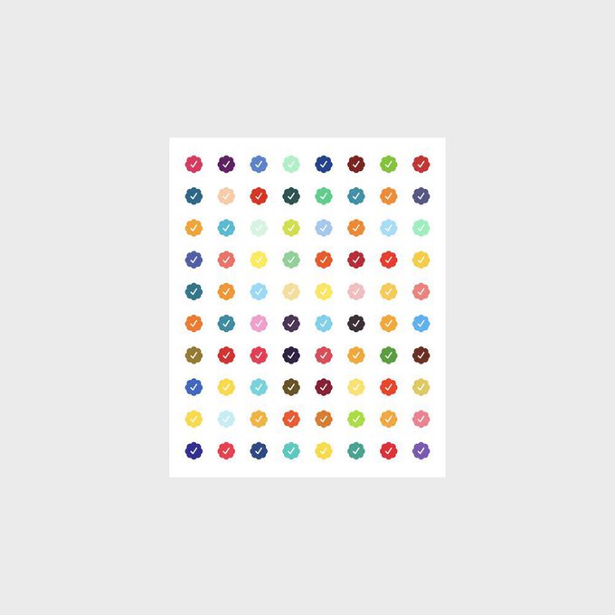 A grid pattern of colorful checkmark icons arranged in rows on a white background.