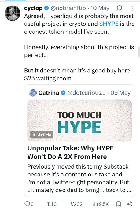 A Twitter post by CycOp, discussing the hype surrounding cryptocurrency and the importance of using a secure token model for transactions.