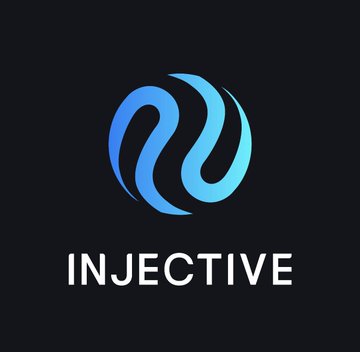 The image features a logo that prominently displays the word "INJURY" surrounded by blue swirls. The text reads "Injective" which is centered above the swirly blue text, suggesting an association with a substance causing injury or damage. The background color of the image contrasts with the white and black elements, creating a strong visual impact. The logo's placement within the frame emphasizes its prominence in relation to the ongoing discussions about the rise of Bitcoin and the surge it has experienced over the past week, as shown by the image's caption discussing how "Injective" is up nearly 40% over the past 7 days and +8% on the day, indicating a strong upward momentum.