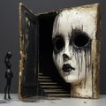A small image shows a dark, creepy scene featuring a figure standing near a doorframe with a large, distorted pale face looming on the right.