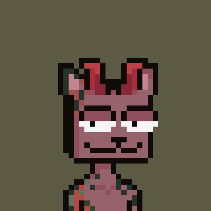 A pixel art devil character with red horns and a sly expression is set against a dark olive background, matching the post's playful "we're so back" crypto/NFT energy for a Wednesday GM celebration.