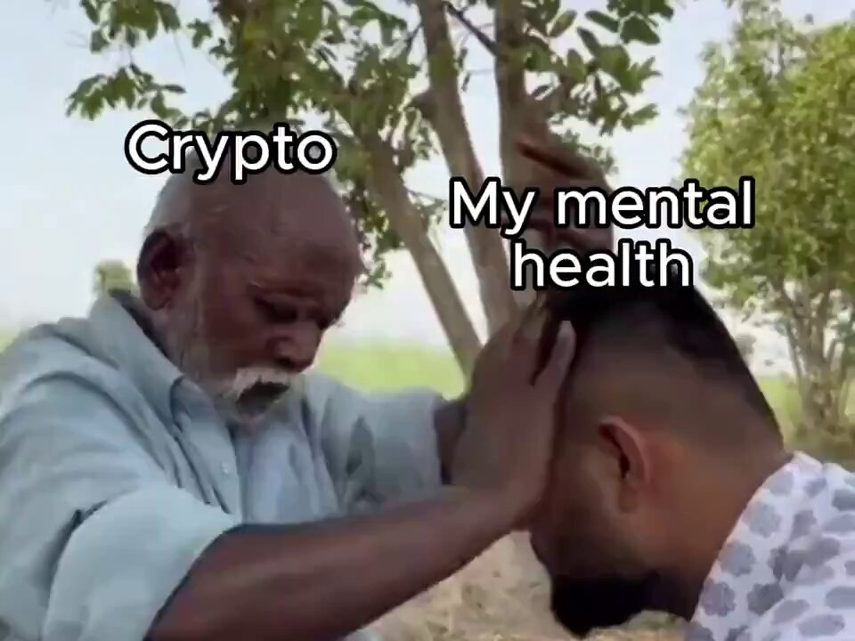 urn of gold sits on a table, accompanied by a white label with black text reading "CypTO MY MENTAL HEALTH".