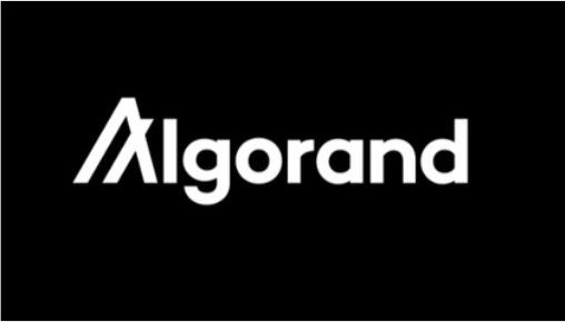 White 'Algorand' logo and wordmark displayed on a solid black background.