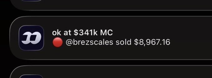 A Twitter notification shows "@brezscales sold $8,967.16" at a $341k market cap, which appears to be screenshot evidence of someone promoting Tryfomo despite not actually trading, supporting the post's claim that paid course sellers are shilling the app without genuine usage.