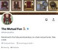 A YouTube channel page for 'The Mutual Fan' with a verified checkmark, displaying subscriber information and recent video thumbnails.